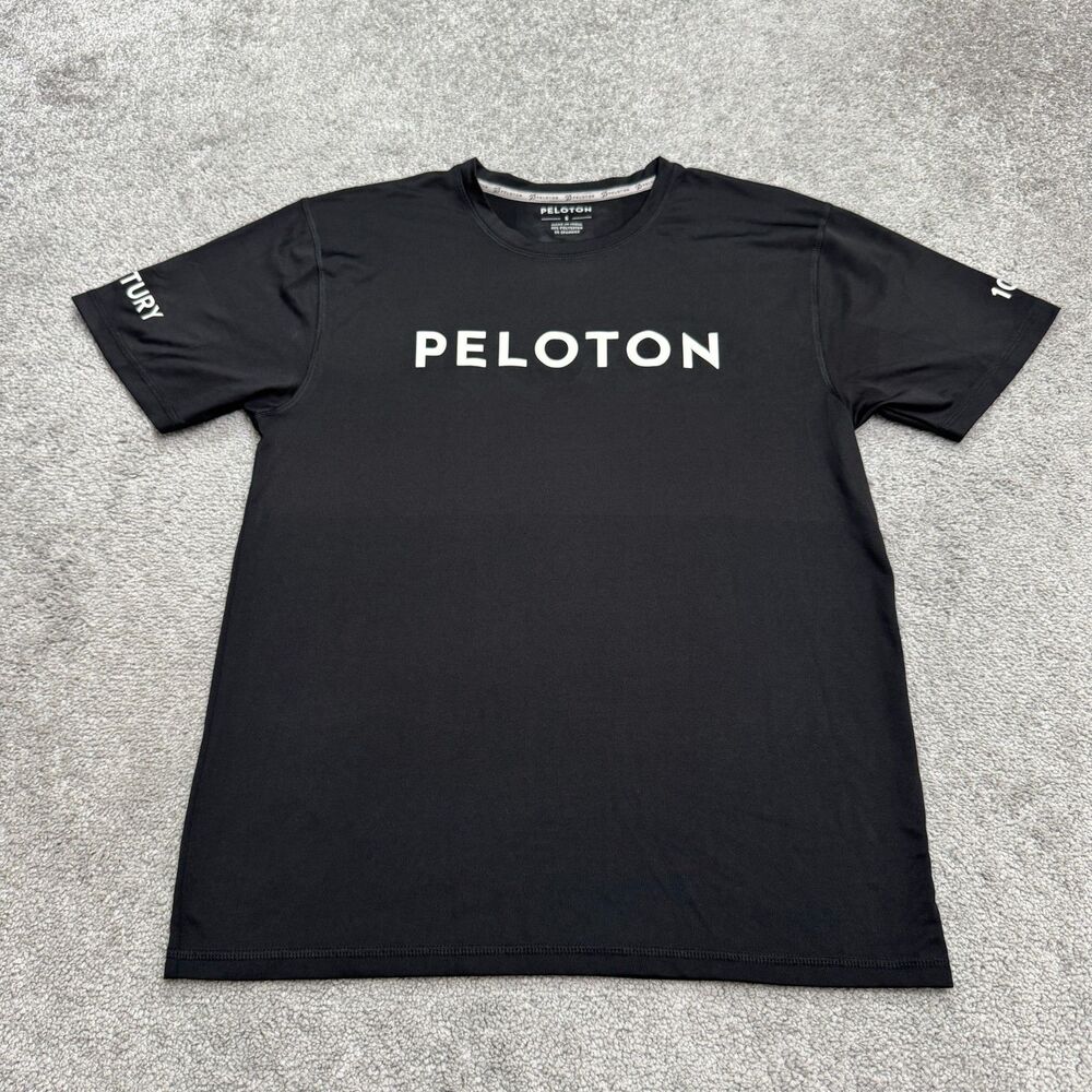 Peloton Century 100 Ride Club Graphic T-Shirt Mens Small Black Crew Neck Tee